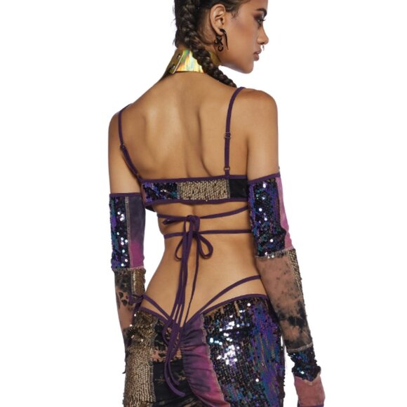 Clear Curiosity Bra Top And Arm Warmers Set - Picture 2 of 8